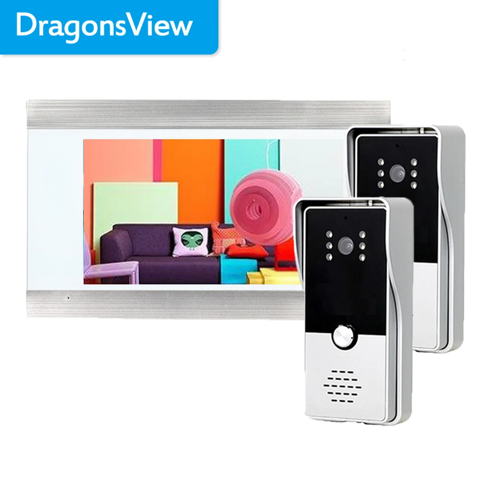 Special Offer Dragonsview 7 Inch Record Home Video Door Phone Intercom with Doorbell Camera Multiple System Unlock  Talk