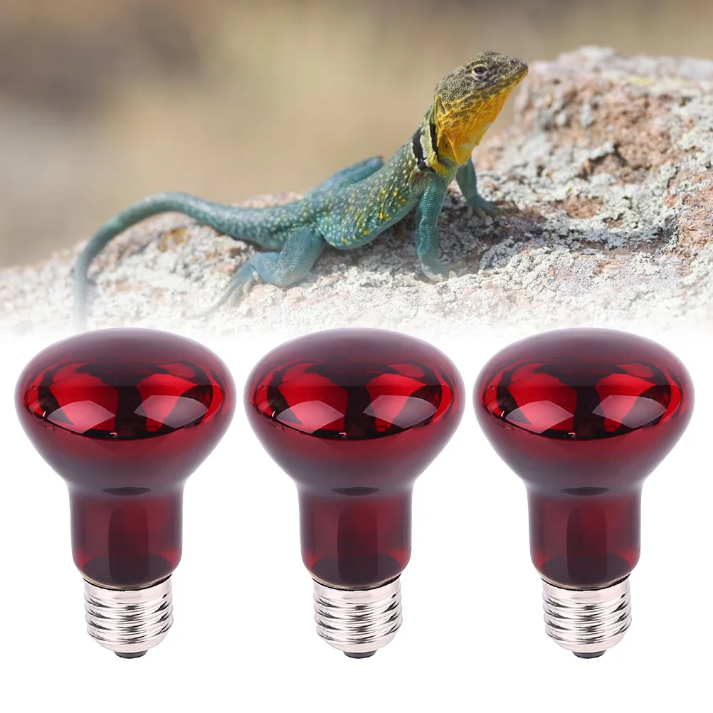 

3pc E27 220V Heating For Reptiles Amphibians Birds Hamsters Red Night Bulb Flat Design Efficient Heat Radiation Pet Habitat
