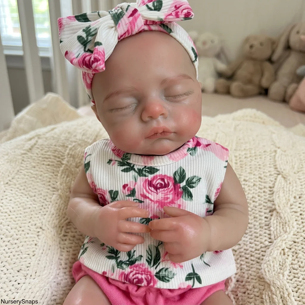 13 Inch Reborn Baby Doll Bald Full Body Solid Silicone Closed Eyes Sleeping Lifelike Newborn Hand Painted Real Touch Washable Collectible Art Doll