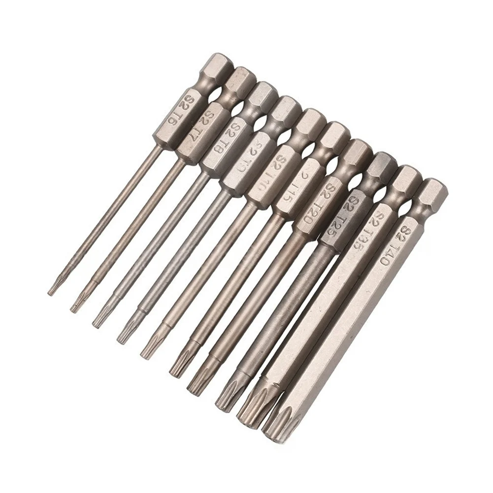 10pcs 75mm Screwdriver Bit Security Tamper Proof Star Screwdriver Bit 1/4 Inch Hex Shank Magnetic Batch Head Electric Screwdrive