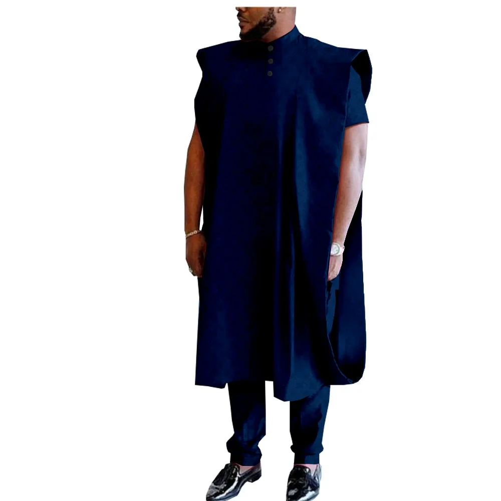 

2025African Men Agbada Outfits for Wedding African Traditional Wear Formal Attire Bazin Riche Dashiki Outfits Shirt Pants Robe S