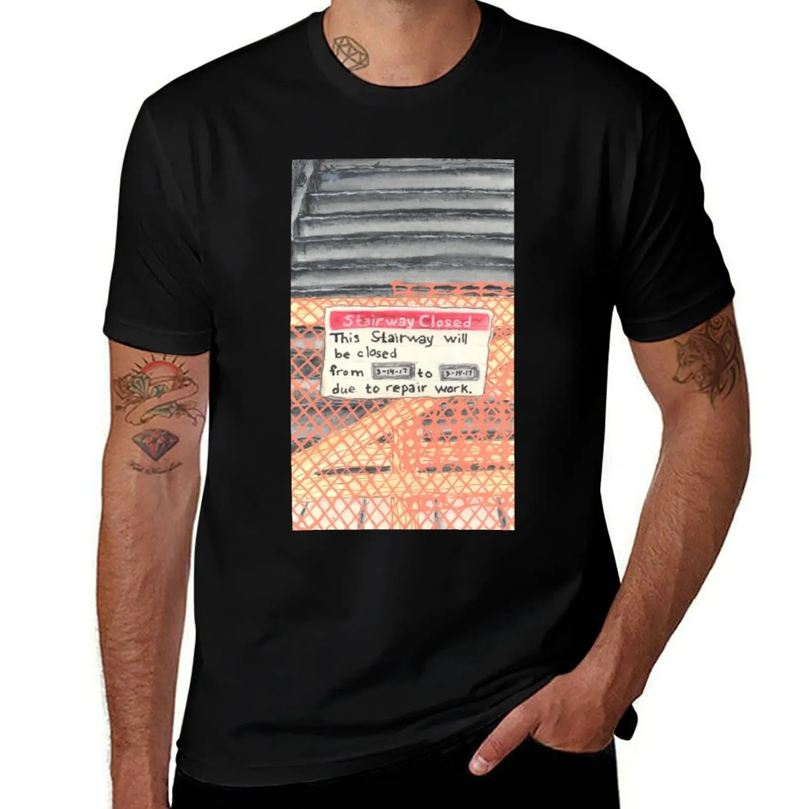 closed stairway T-Shirt cotton tshirt 100% T-Shirt