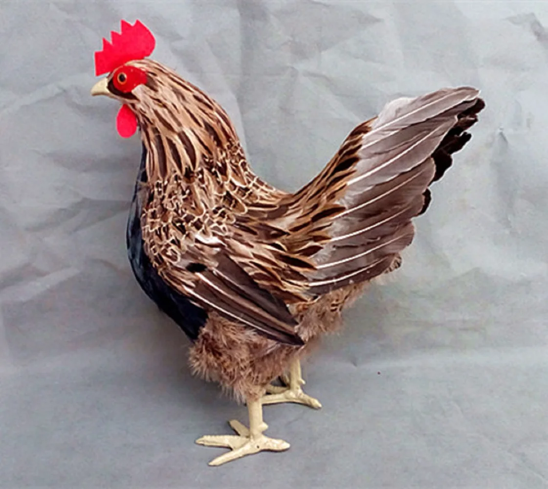 simulation 1:1 rooster hard model,polyethylene&feathers chicken toy, gift  39x18x40cm  0712