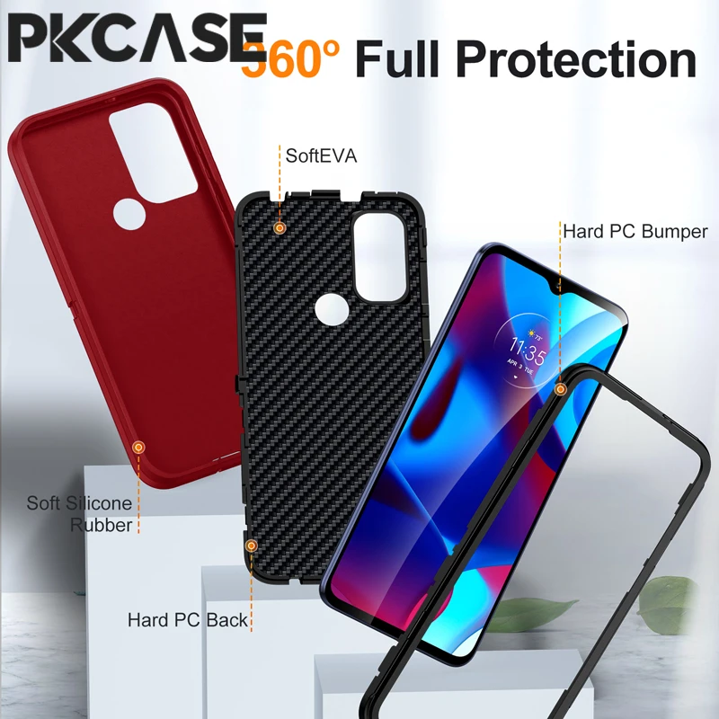 PKCASE 3 in 1 Hybrid Armor Shockproof Cover For Moto G Stylus 5G G Power 5G 2025