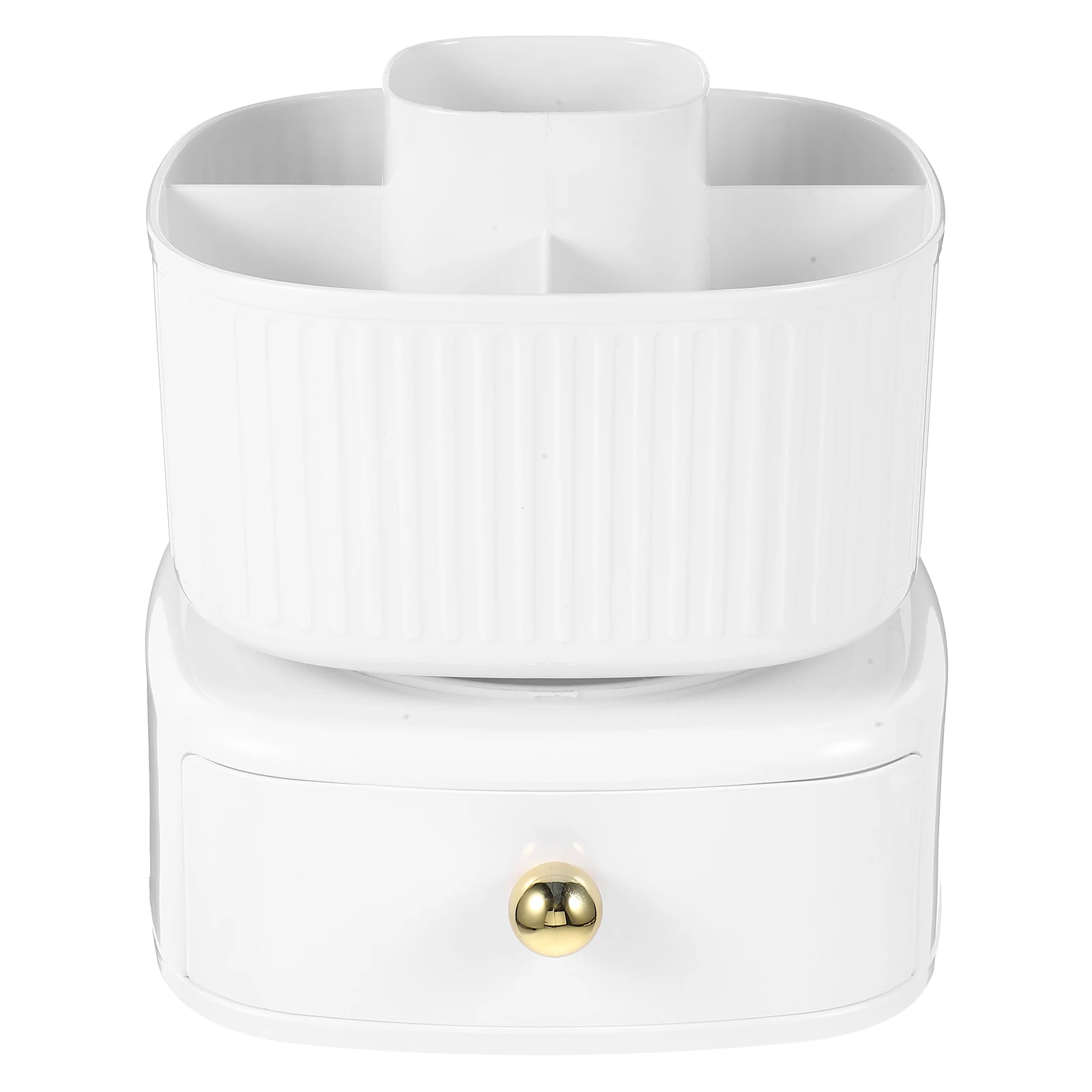 

360 Degree Rotating Makeup Brush Holder Desktop Storage Organizer With Drawer Pen Cup For Office School Plastic Space