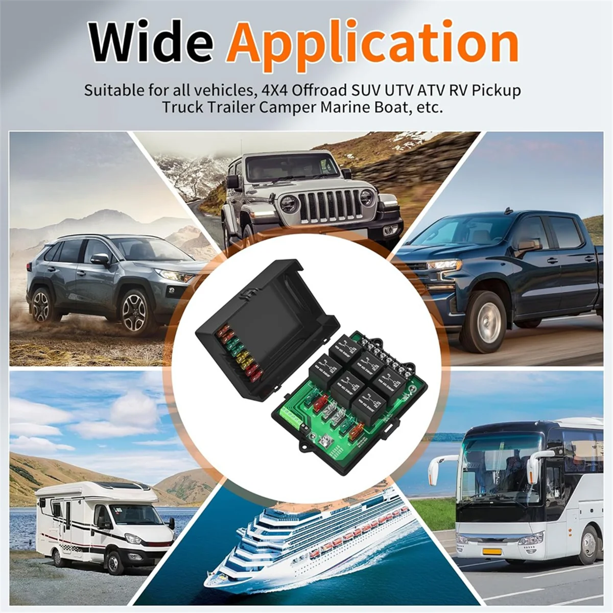 T27C New RB-R6F6-3 Car Relay Box Modified Socket Car Junction Box Fuse 12V Automotive Universal Fuse Panel