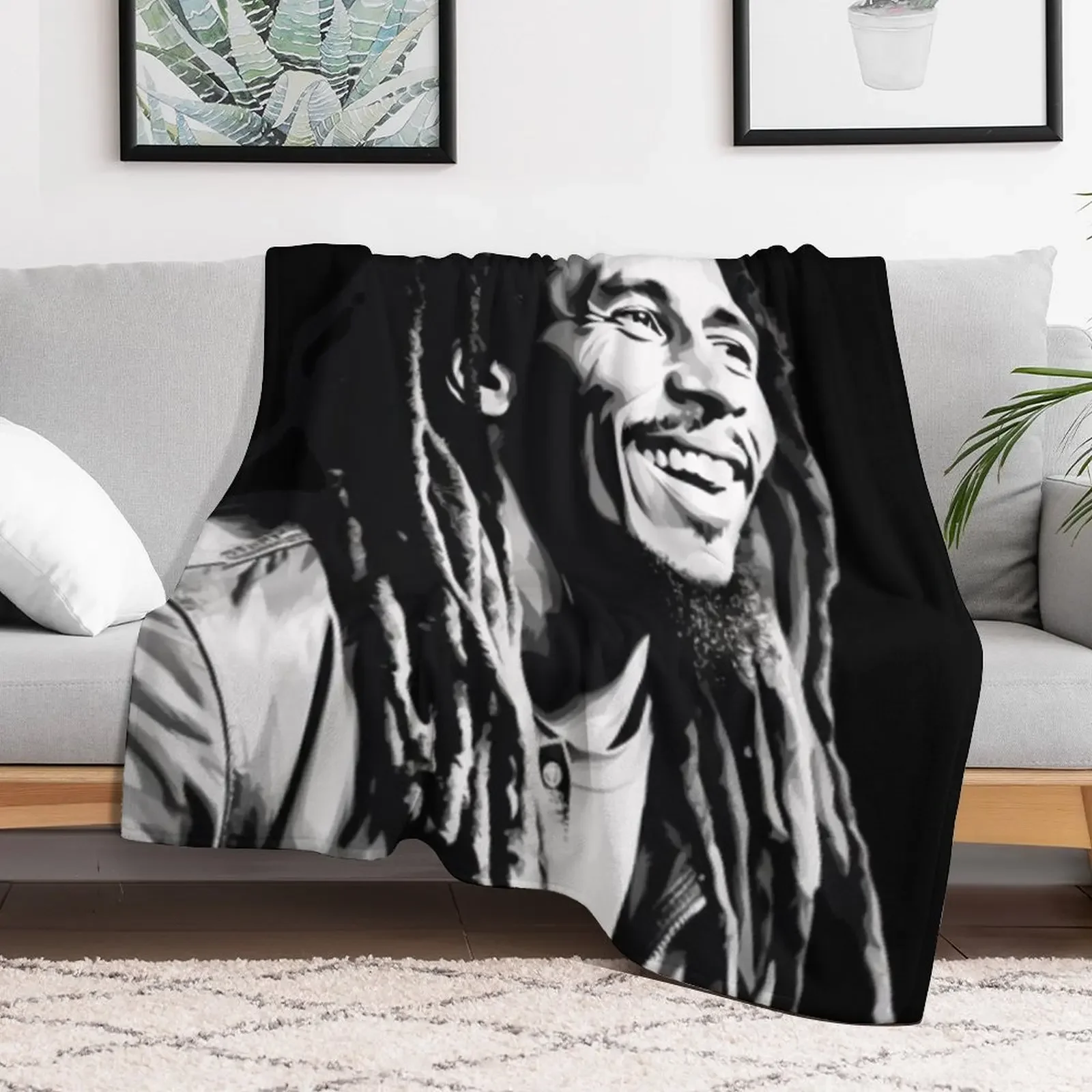 Drawing Bob Marley Throw Blanket Year Round Soft Comfortable Blanket for Home