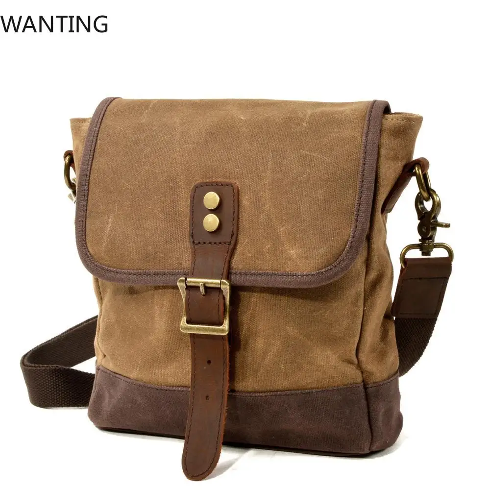 Borsa a tracolla a tracolla per borsa quotidiana in tela cerata verde oliva