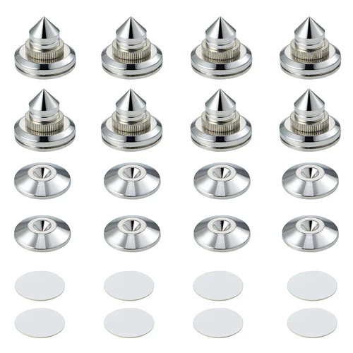 Imagen 2 del producto Pailvens-Juego de 8 picos para altavoz, patas de altavoz, picos para subwoofer de aleación de cobre ajustables en altura con 16 almohadillas adhesivas