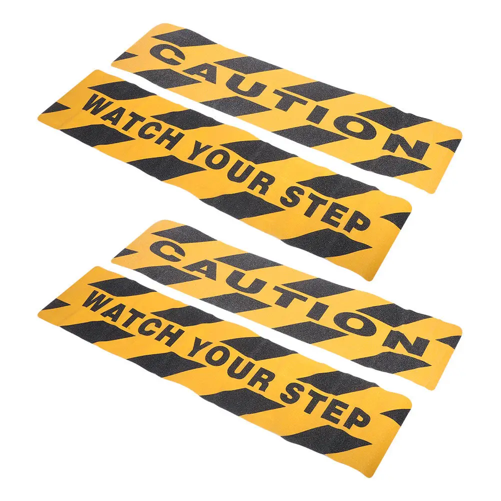 4Pcs Anti Slip Tape Non Slip Floor Caution Strips PVC for Stairs Walkways Outdoor Steps Safety Tape Non-Slip Stair Warning