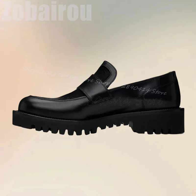 Patchwork preto masculino de costura design redondo toe mocassins, moda deslizamento em sapatos, luxuoso, artesanal, festa, festa, escritório, casual