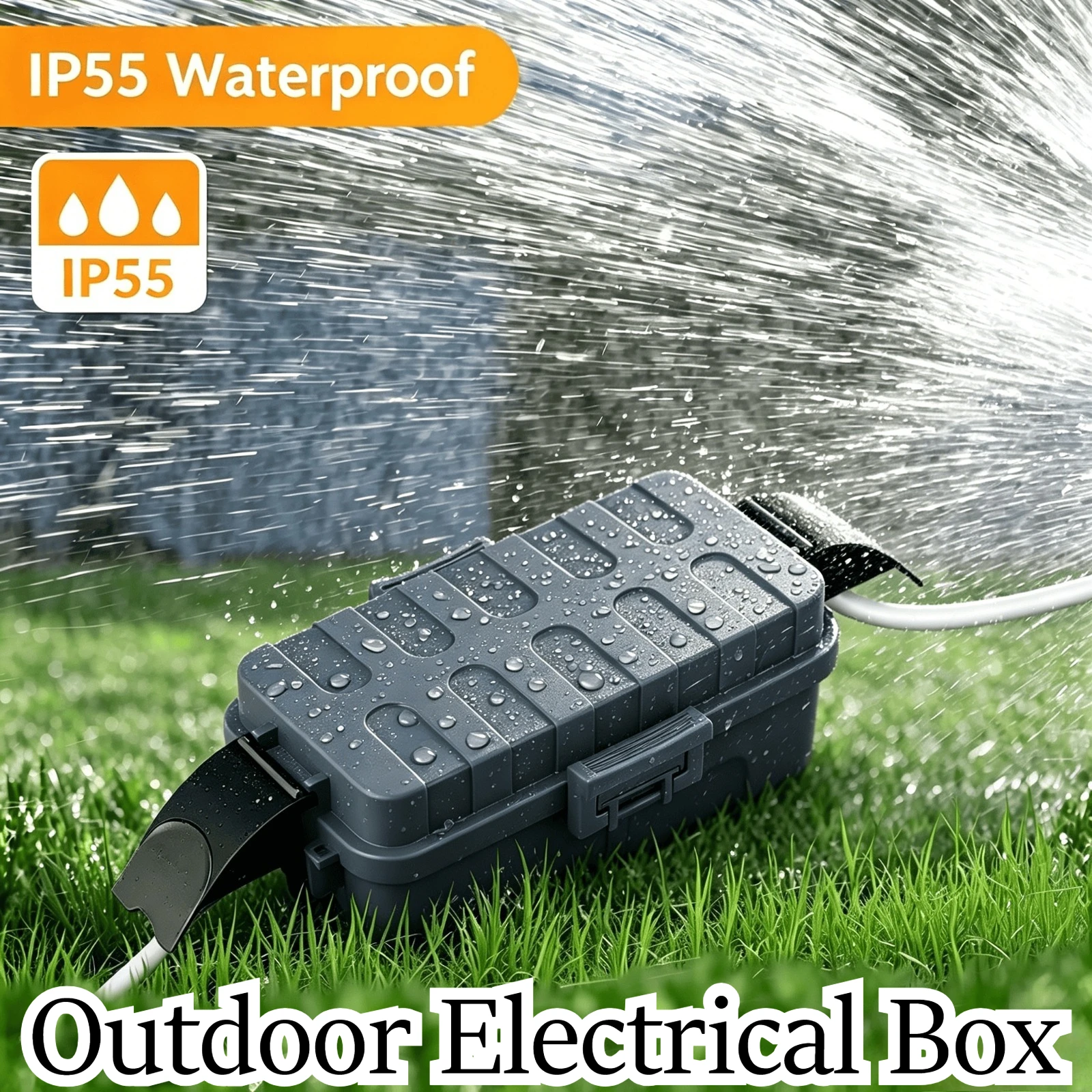 IP55 Small Outdoor Electrical Box (20.5*12.5*8cm) Waterproof Extension Cord Cover Protect Power Strip,Timer,Plug,Holiday Lights