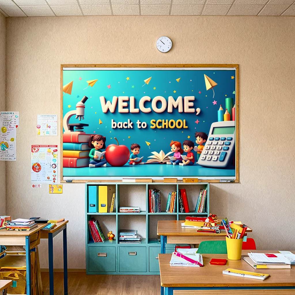 Welcome Back to School Banner Classroom Door Decoration Learning Supplies Backdrop Creative School Educational Theme Party Decor