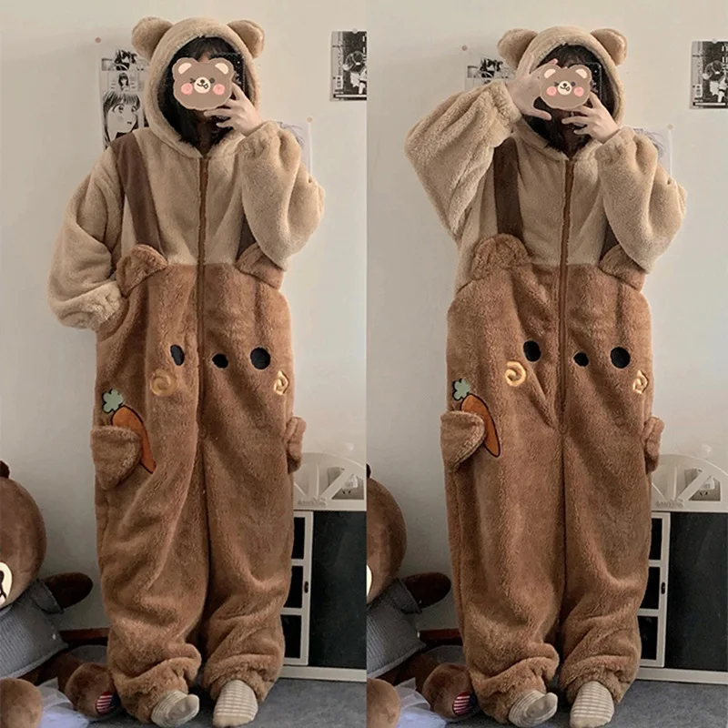 Unisex Bear Costumes Onesies Cosplay Pajamas Adult Pyjamas Animal Sleepwear Jumpsuit