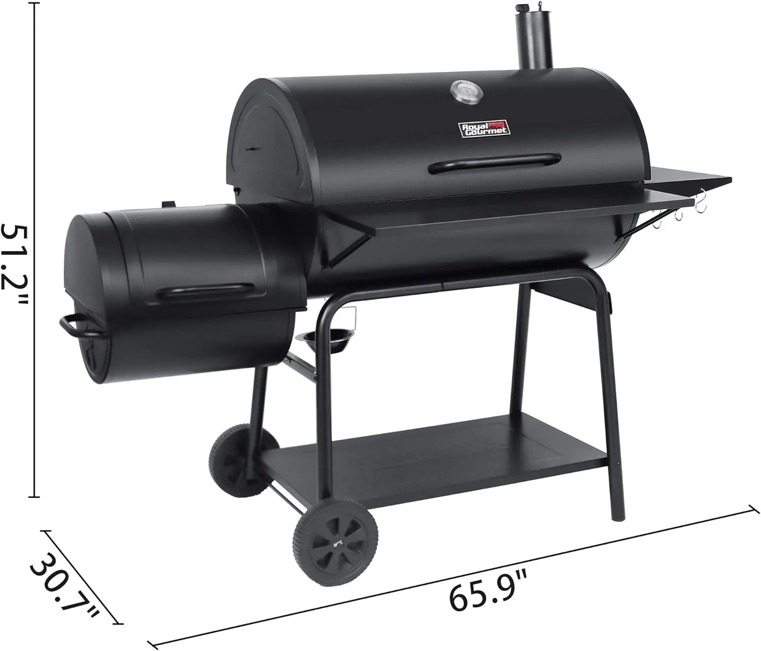 Royal Gourmet CC2036F Charcoal Grill with Offset Smoker Burch BBQ Barrel Grill and Smoker Combo, 1200 Square Inches for Large Ev