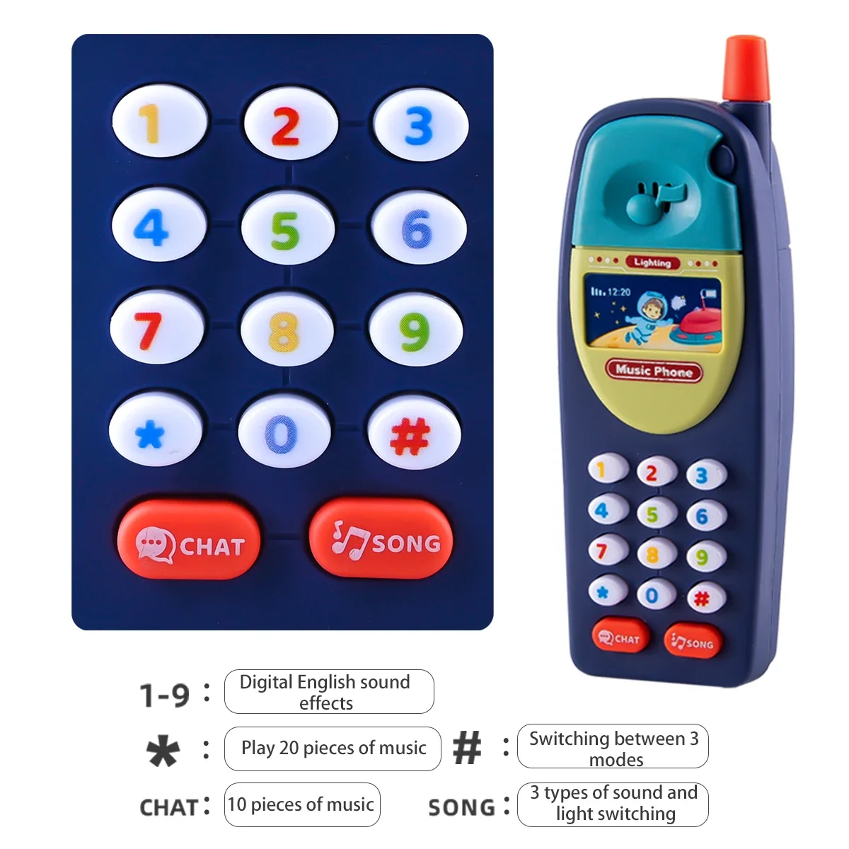Play Phone for Kids Fun Music Simulation Phone Lighting Learning Cellphone Toys 4 be Chosen