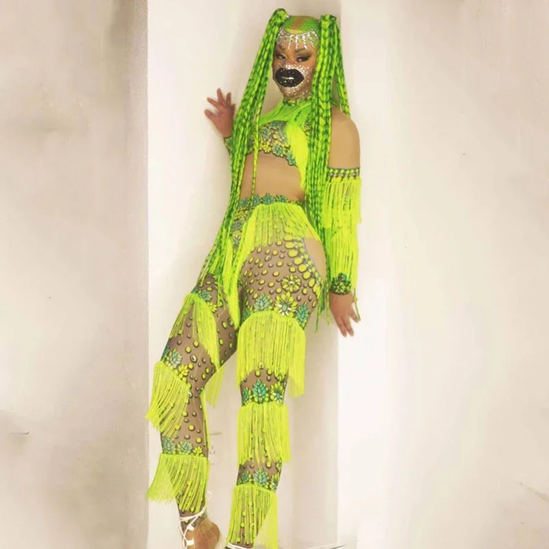 الهذيان الزي النساء جوجو راقصة زي الأصفر مهدب بذلة مثير القطب الرقص ارتداءها بار ملهى ليلي Ds Dj مرحلة الحفلات