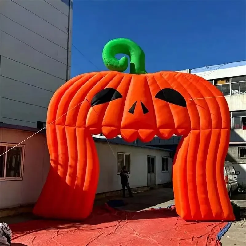 Giant Halloween Inflatable Pumpkin Arch Outdoor Yard Decoration Blow up Pumpkin Archway for Halloween Event
