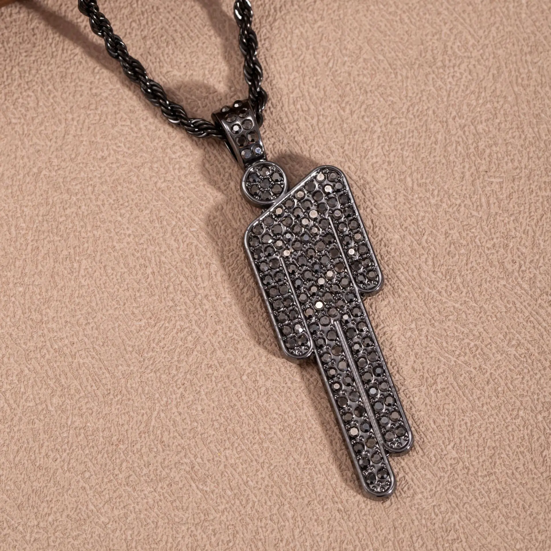 الرجال المألوف الفاخرة الكرتون حجر الراين قلادة قلادة العصرية الهيب هوب للجنسين المعلقات بالجملة الأحجار الكريمة قفل سلسلة النساء