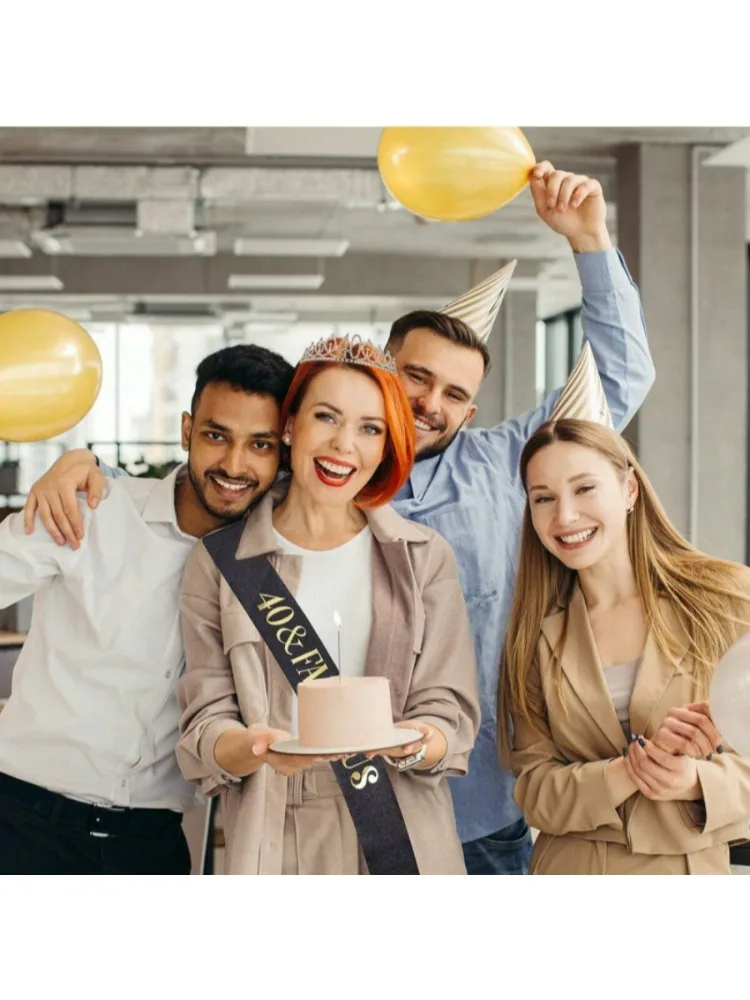 Geburtstags-Tiara Krone Schärpe für Frauen und Mädchen zum 30., 40., 50., 60., 70., 80. Geburtstag Deko-Geschenk – Detail 10