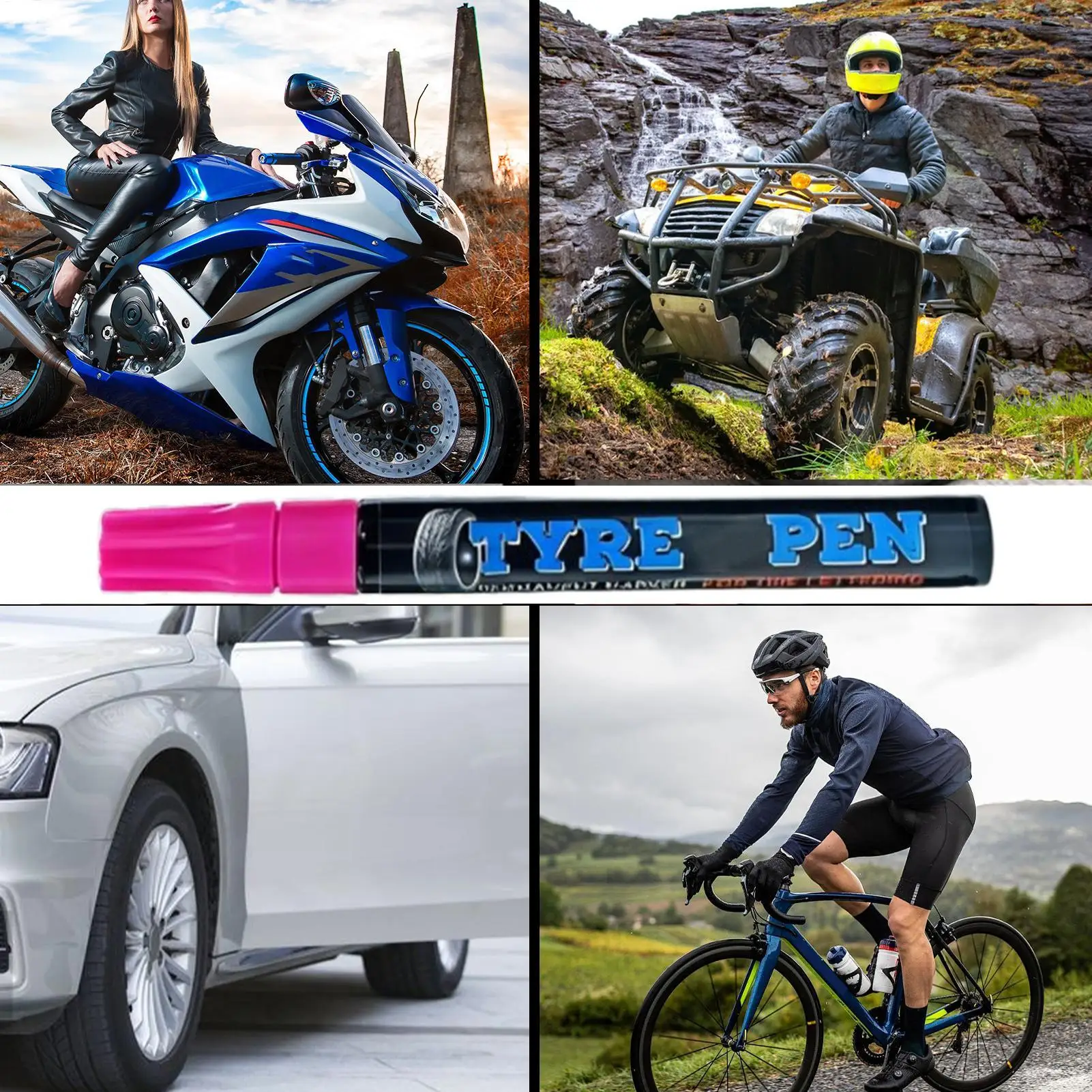 علامات الإطارات الدائمة مانعة لتسرب الماء وقابلة للمسح، قلم رسم عجلات السيارة، قلم طلاء للحروف للدراجات النارية #5