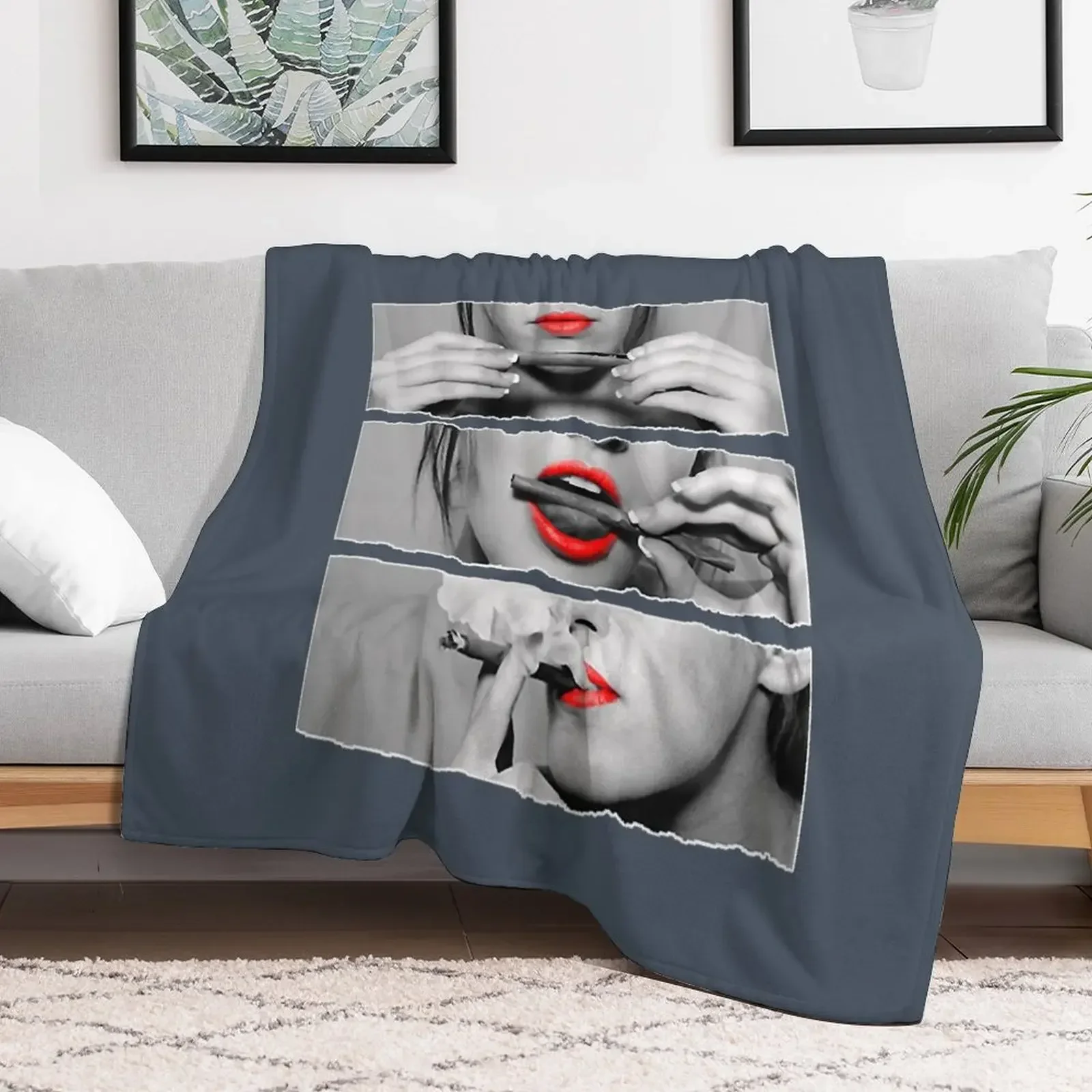 

Roll It Lick It Smoke It Red Lips Pretty Lady Smoking Throw Blanket Thin For Baby Summer Luxury Blankets