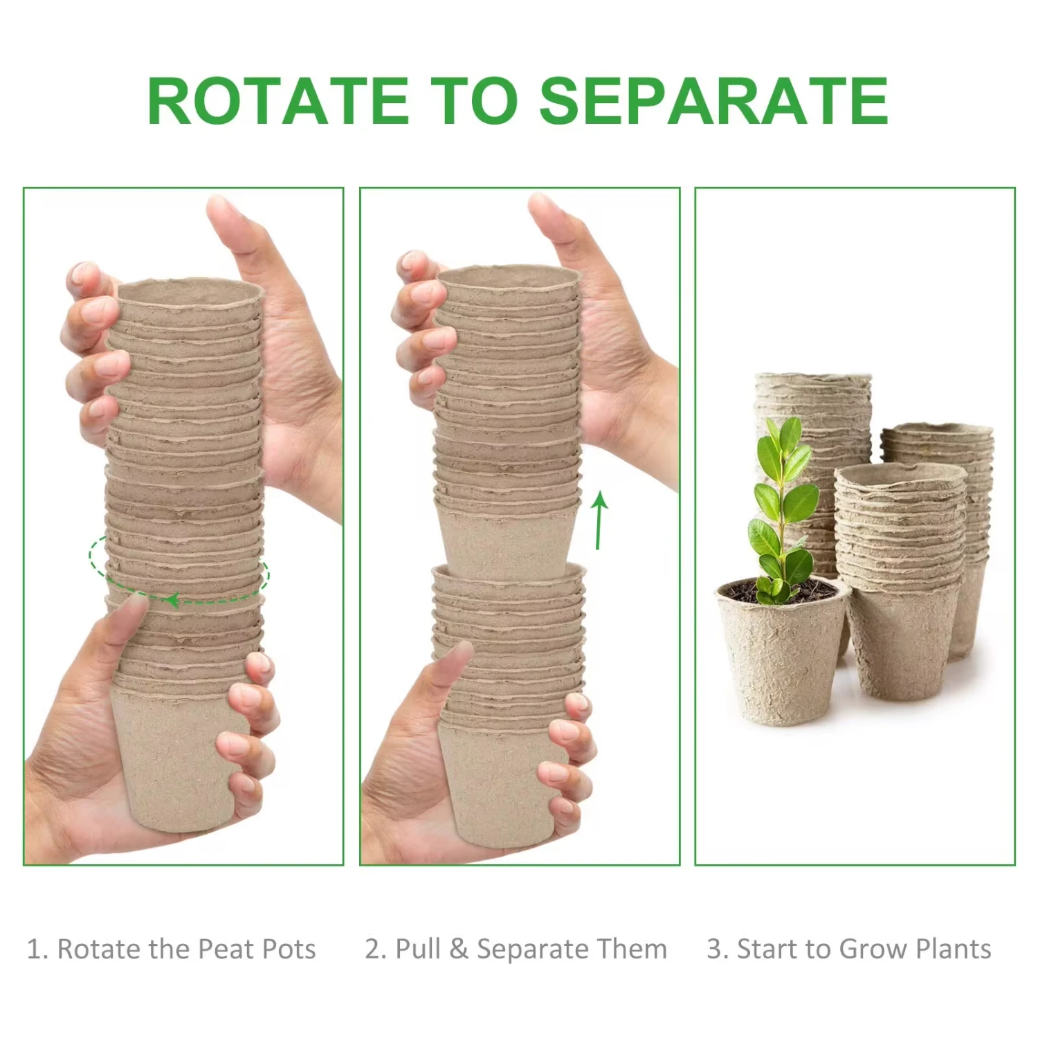 Peat Pots Plant Starters  Seedling with Plant Labels, Biodegradable Herb Seed Starter Pots Kits with 15 Pcs Plant Labels