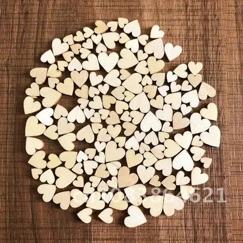 

100pcs Vintage Rustic Wooden Hearts Love Wedding Table Decoration Wood Crafts Event Party DIY Decorations