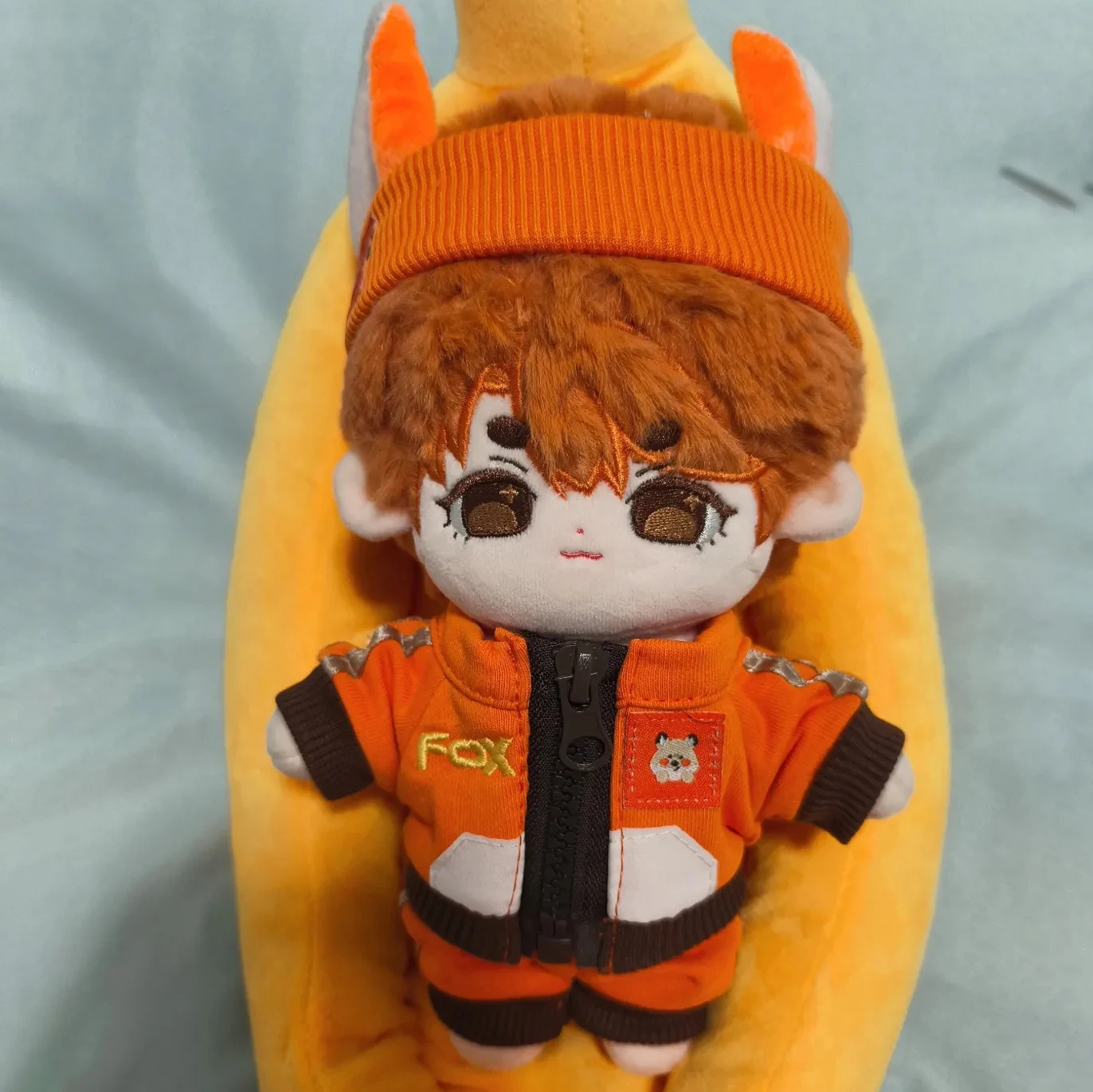 20cm Cotton Doll Clothes, Cute Little Fox & Wolf Pattern Top Shorts Headband Set, Casual Animal Print Outfit for Plush Doll, Kaw view 6