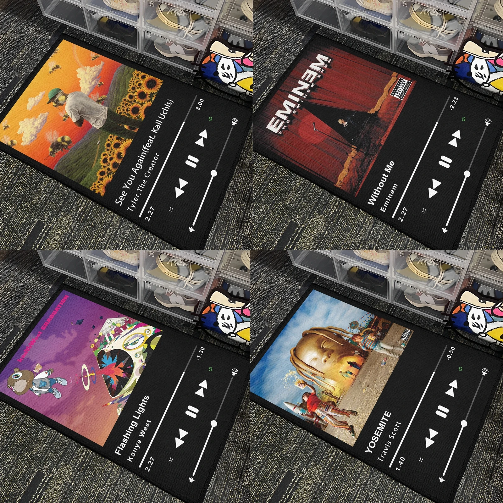 Music Player Album Cover Rug Hip Hop Rap Bedroom Gaming Room Floor Decor Mat Carpet