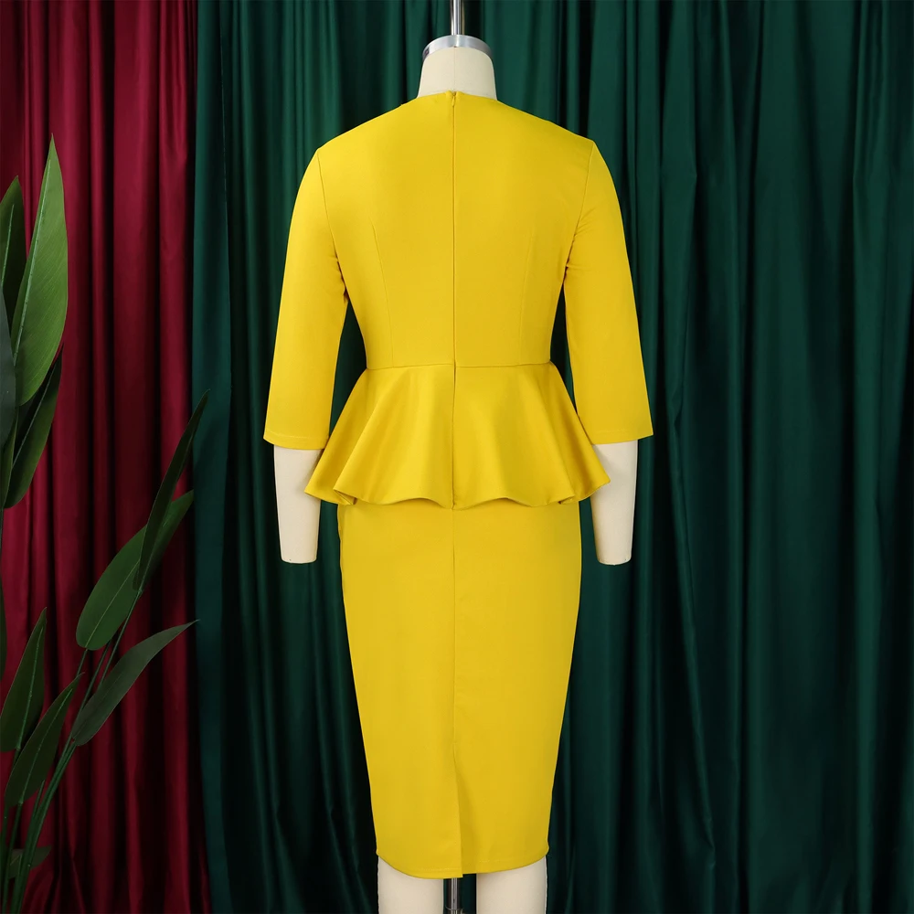 Red Blue Yellow Midi Dress For Chubby Woman Short Fashion Summer Dresses 2024 Elegant Female Cheap Wholesale Big Size Clothes