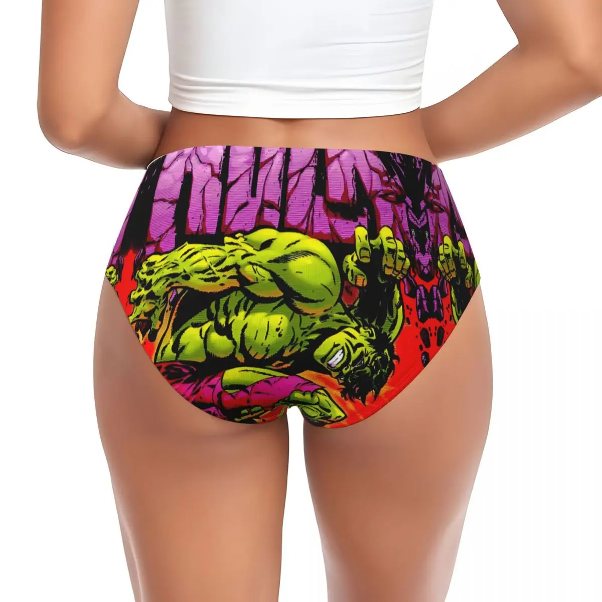 Ropa interior clásica elástica personalizada de las mujeres de las bragas breves de Hulk Comics