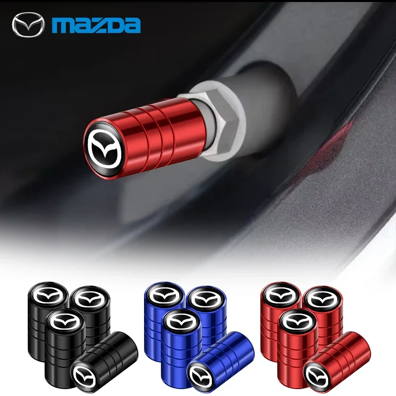 4X Car Tyre Valve Cap Bolt-on Nozzle Dust Cap Wheel Valve Cap For Mazda 3 5 6 323 626 RX8 7 MX3 MX5 CX5 Axela Atenza Accessories