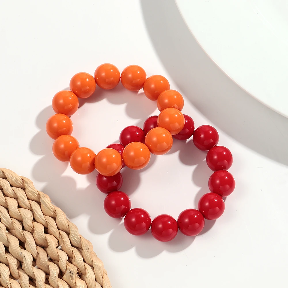 Böhmischer Trend, Acryl, bunte runde Perlen, Damen-Handarmbänder, Boho-Harz, stapelbare Perlen, dehnbares Armband, 2025, Schmuck, Geschenk – Detail 5