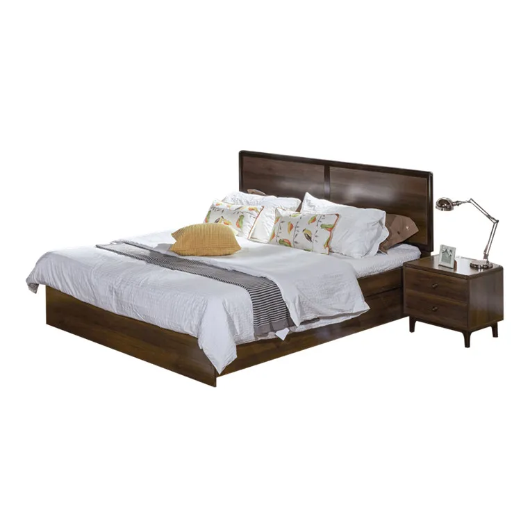 

Modern Bedroom Furniture Storage Double Bed MDF Headboard Wooden Beds