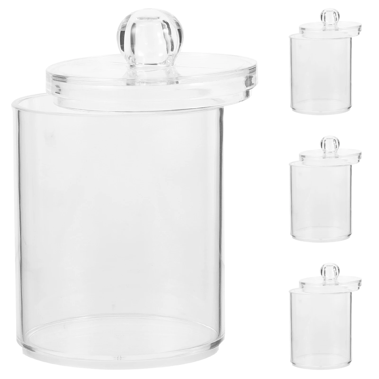 

4pcs Cotton Swab Holder Large Capacity Bathroom ganizer Clear Jar Storage Container Plastic Dispenser