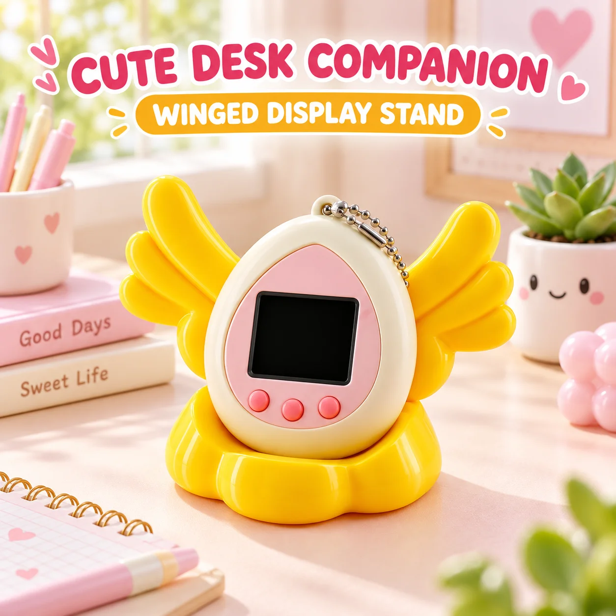 Cloud Wing Display Stand for Virtual Pet Electronic Toy Pink PLA Desktop Holder Kawaii Paradise Base for Collector Shelf Decor