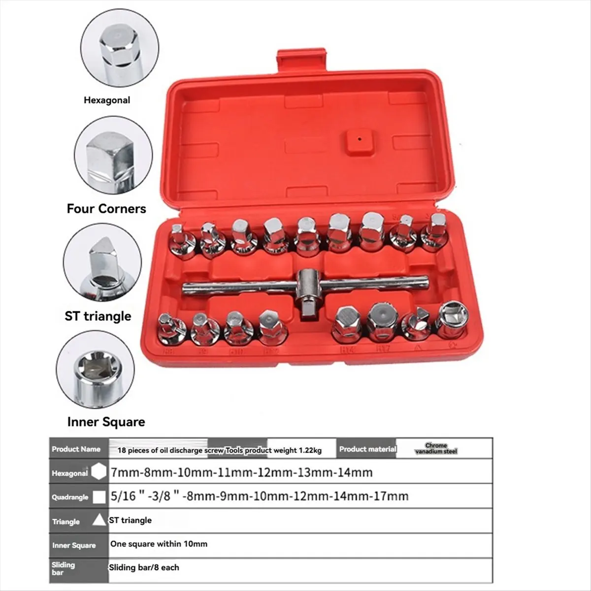 #74D (Chrome vanadium steel)Oil Pan Drain Tool Special Tool Oil Discharge Pan Drain Screw Wrench,Industrial & Scientific