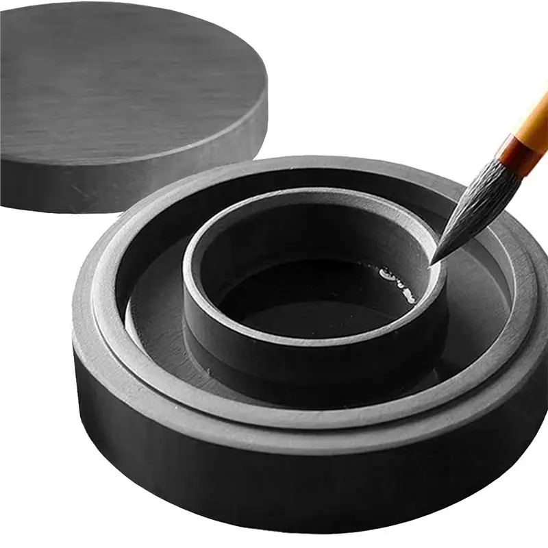 

2026-WISH Dual-Circle Design She Inkstone, Prevents Drying, Chinese Calligraphy Ink Stone, Dia. 4.9"