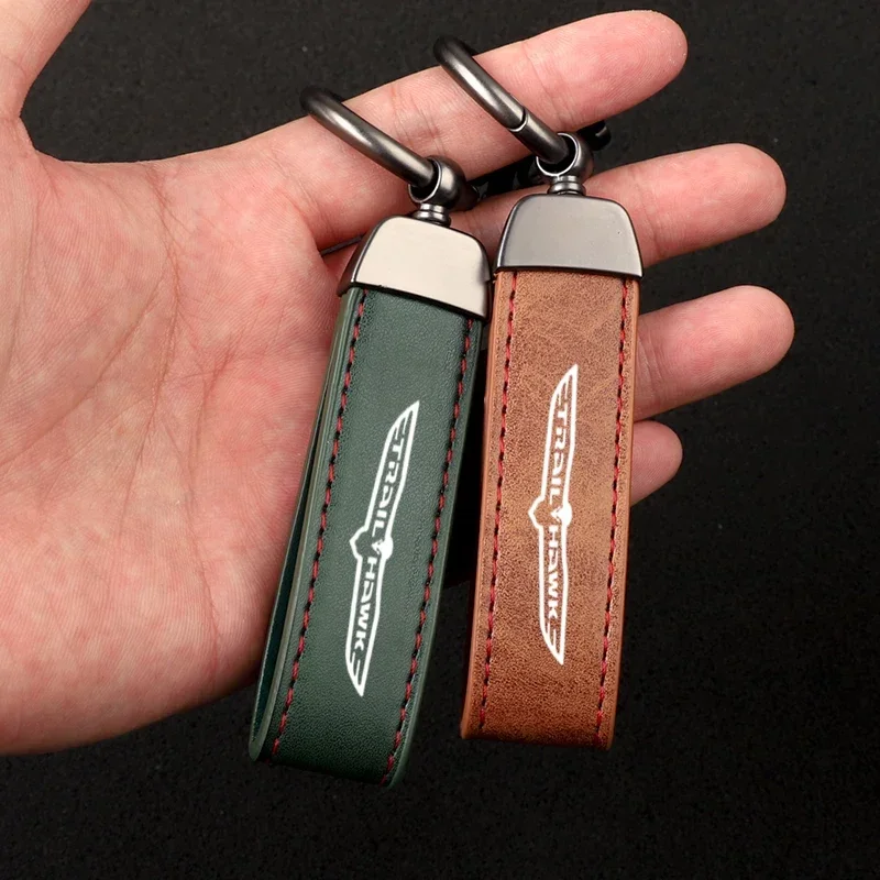 Premium Material Leather Car Key Ring Chain Car Interior Keychain for jeep trailhawk car accesorios With Logo Accessories