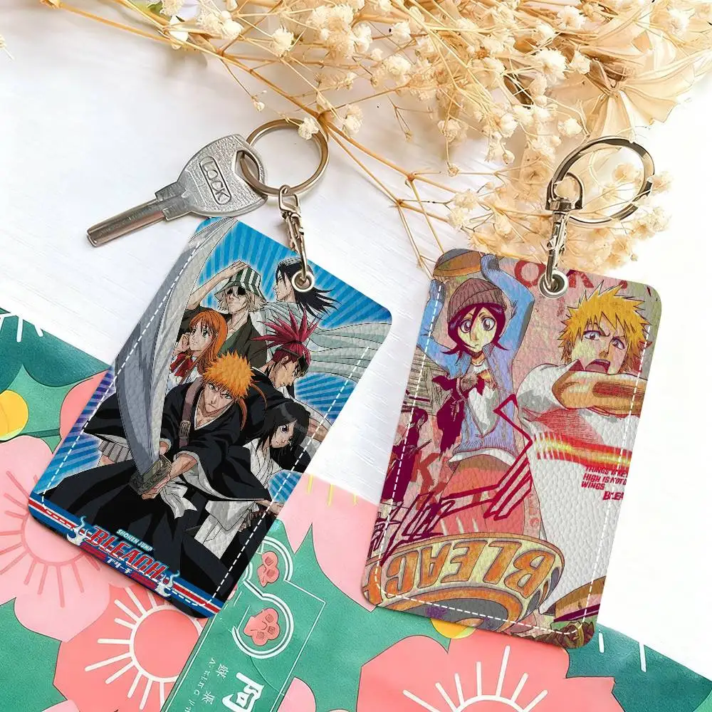 Cartera de Cuero con Diseño de Anime Bleach, Protector de Tarjetas Delgado para Oficina y Escuela