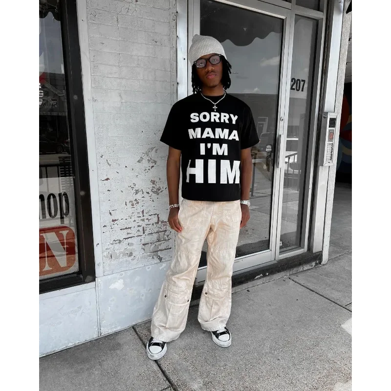 2024 sommer Vintage High Street Alphabet Drucken übergroßen T-shirt Männer y2k Gothic Harajuku Mode Lässig lose paar hemd