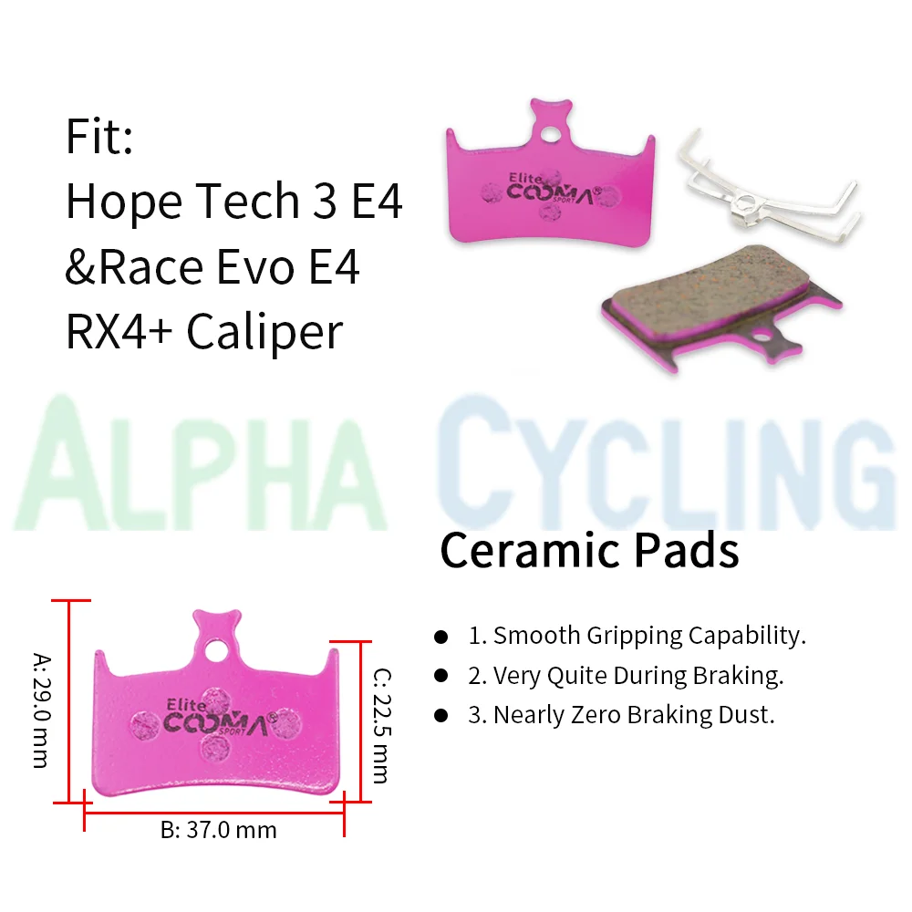 4 Pairs Ceramic Bicycle Disc Brake Pads for Hope Tech 3 E4 Race Evo E4 RX4+ Caliper, Elite Class