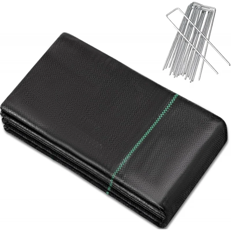 4.9X32Feet of Weed Barrier Landscape Fabric（Gift10One Stake）Heavy Duty Weed Gardening Ground Cover Mat,Weed Control Garden Fabri