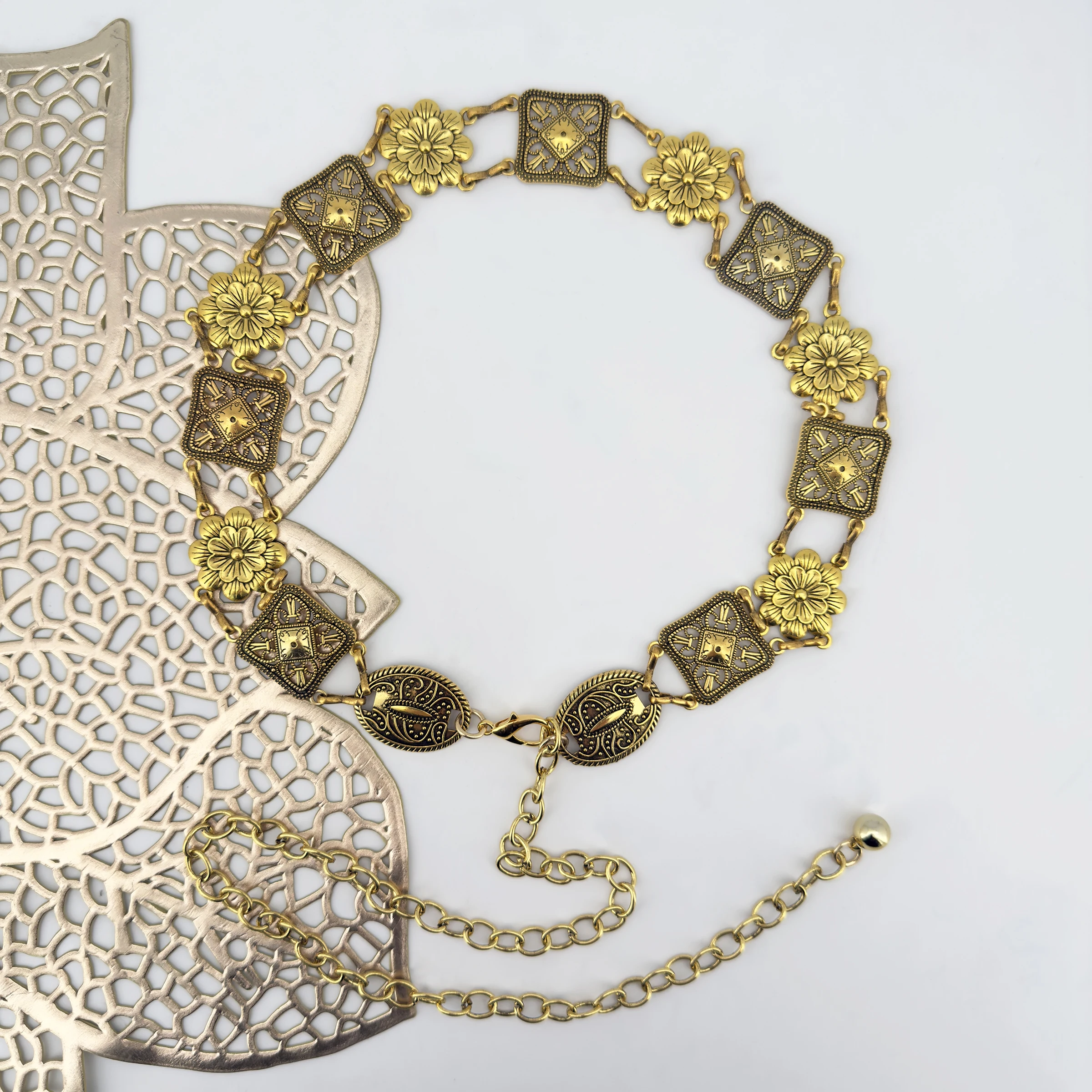 Bohemian-Stil Retro Gold Sonnenblumen-Blumen-Mode Western-Elemente Denim-Taillenaccessoires Damen Hosen- und Rock-Kette Vielseitig Einsetzbar – Detail 9