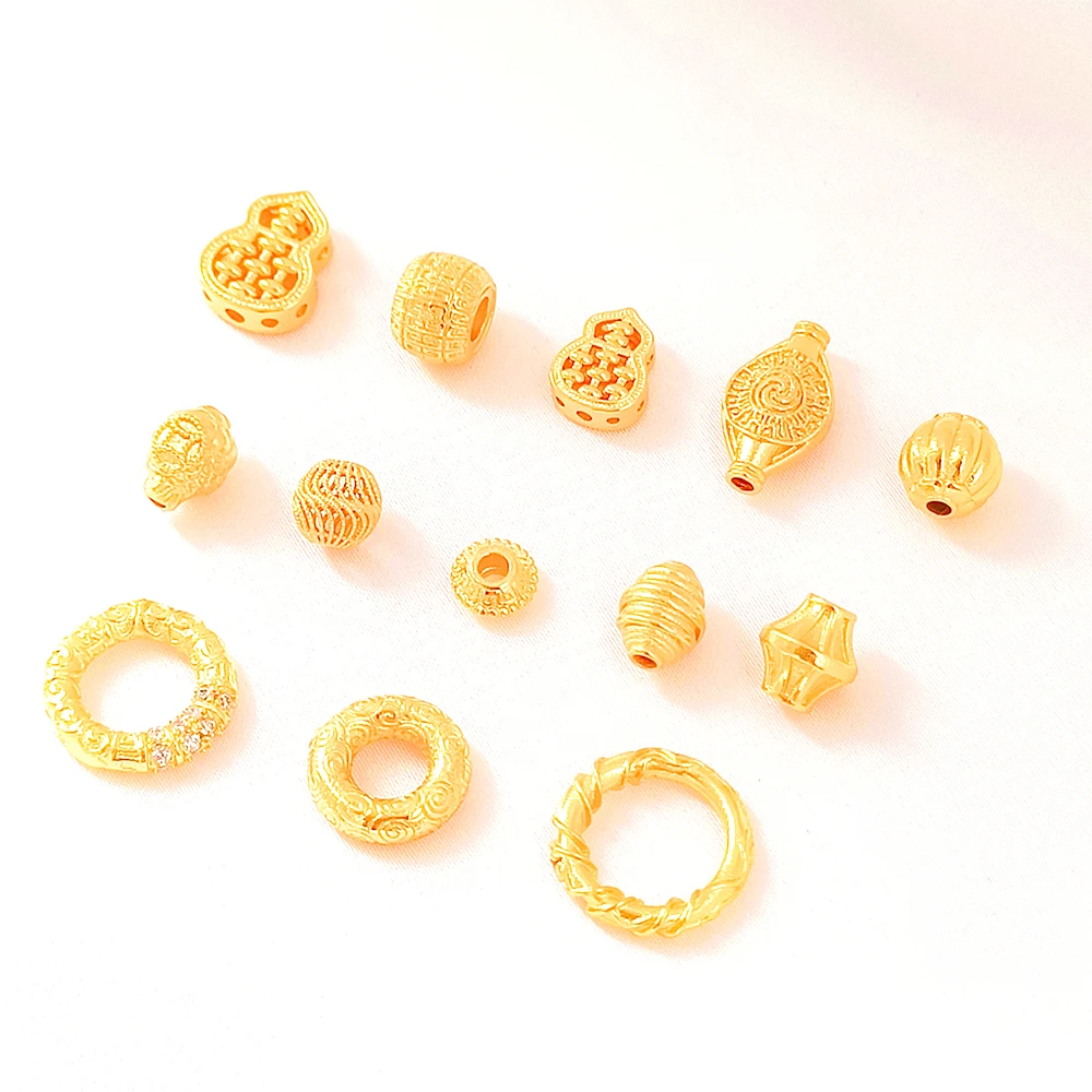 Brass Coated Gold Zircon Inlay Pumpkin Abacus and Gourd Beads DIY Jewelry Making Necklace, Bracelet, Clothing Accessory