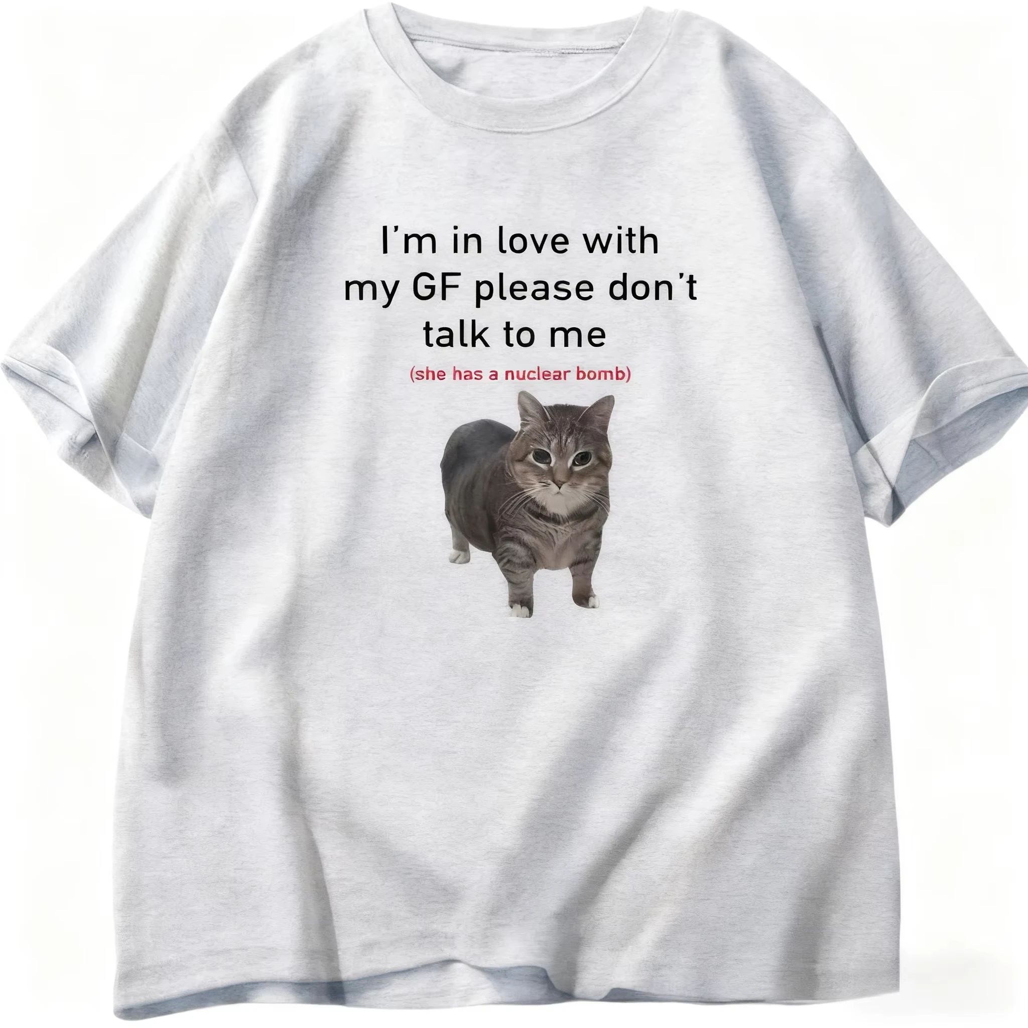 

Funny Cat T-shirt Boyfriend Couple Cotton Tees Leisure Short Sleeves Sports O-collar T-shirts