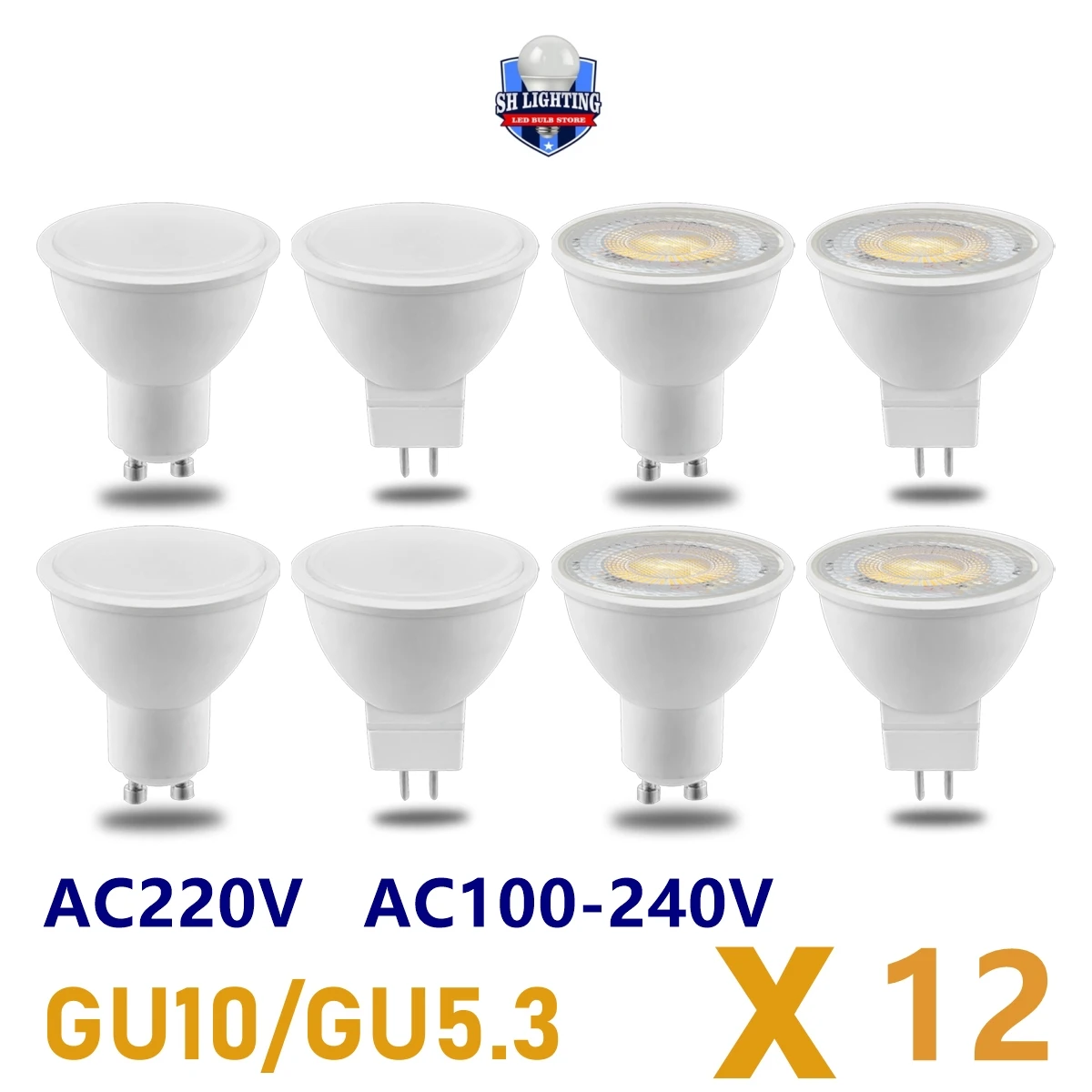 Bombilla Led GU10 MR16 para decoración del hogar, foco de iluminación interior, CA 220V, CA 110V, CA 220V, GU5.3, 12 unidades por lote