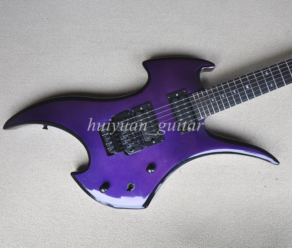 Flyoung 6 Strings Purple Unusual Floyd Electric Guitar with Black Trim Rosewood Fretboard 24 Frets