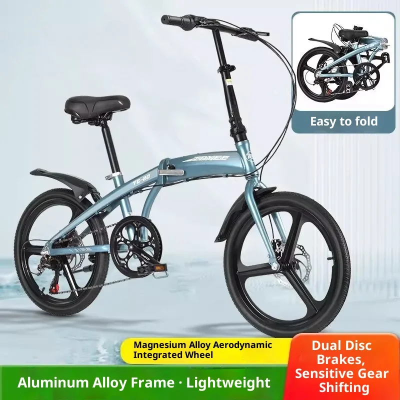 Aluminium vouwfiets 20-speed schijfremmen Lichtgewicht draagbaar forens Voorgemonteerd Compact Volwassen Mannen Vrouwen Studenten Weg